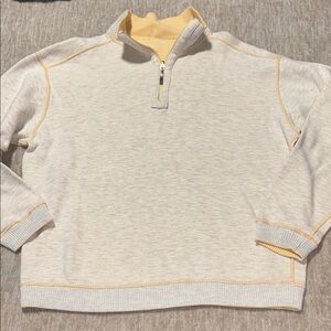 XL Caribbean Joe Men's Yellow Cream and Quarter-Zip Sweater